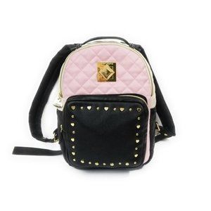Betsey Johnson Quilted Mini Backpack in Pink and Black